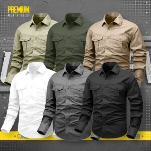 6piece double pocket mens cotton shirt(Lemon green,Black,Khaki,Olive,Ash,white)