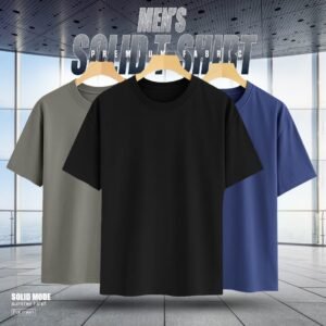 3 PCS PREMIUM SOLID DROP SHOULDER T-SHIRT FOR MEN'S(Black,Surma,Navy)