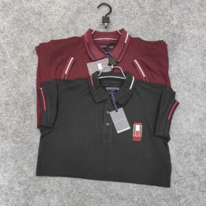 2 pcs Luxury polo t-shirt(Black,Maroon)