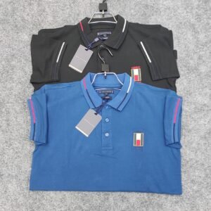 2 pcs Luxury polo t-shirt(Black,Blue)