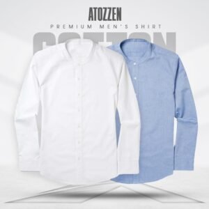 2Pcs round neck premium Mens Shirt (Sky,White)