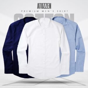 3Pcs round neck premium Mens Shirt (White,navy,sky)