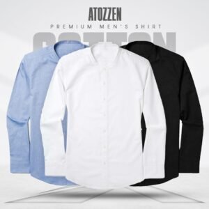 3Pcs round neck premium Mens Shirt (White,black,sky)